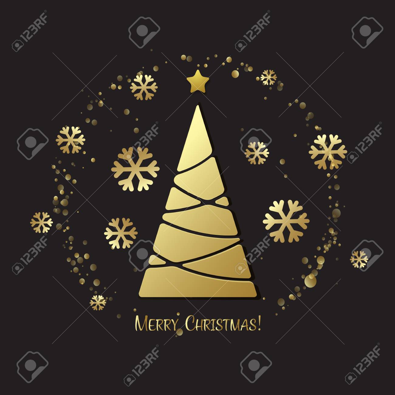 ベクトル イラスト ゴールドのクリスマス ツリー 休日の背景 のイラスト素材 ベクタ Image