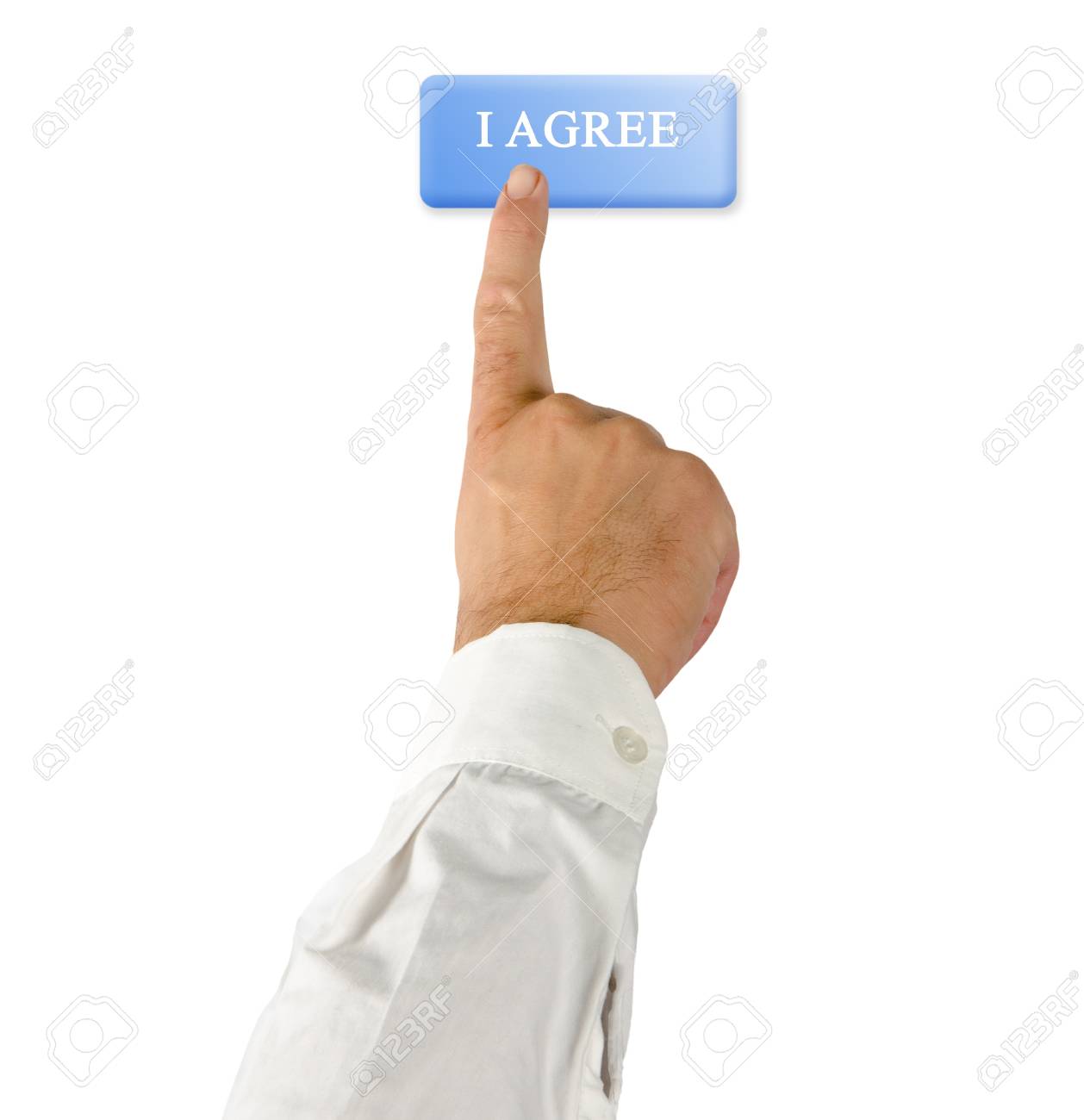 Man Drucken Schaltflache Ich Stimme Zu Lizenzfreie Fotos Bilder Und Stock Fotografie Image 11688047