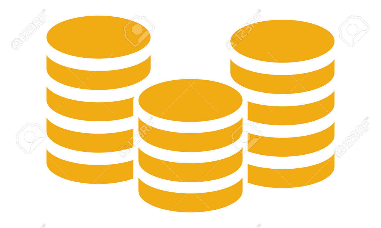 黄金のコインのアイコンのスタック。 Webおよびモバイルアプリのデザインのイラスト素材・ベクター Image 182348294