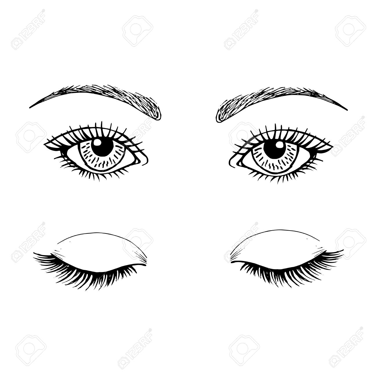 目のメイク用のテンプレート のイラスト素材 ベクタ Image