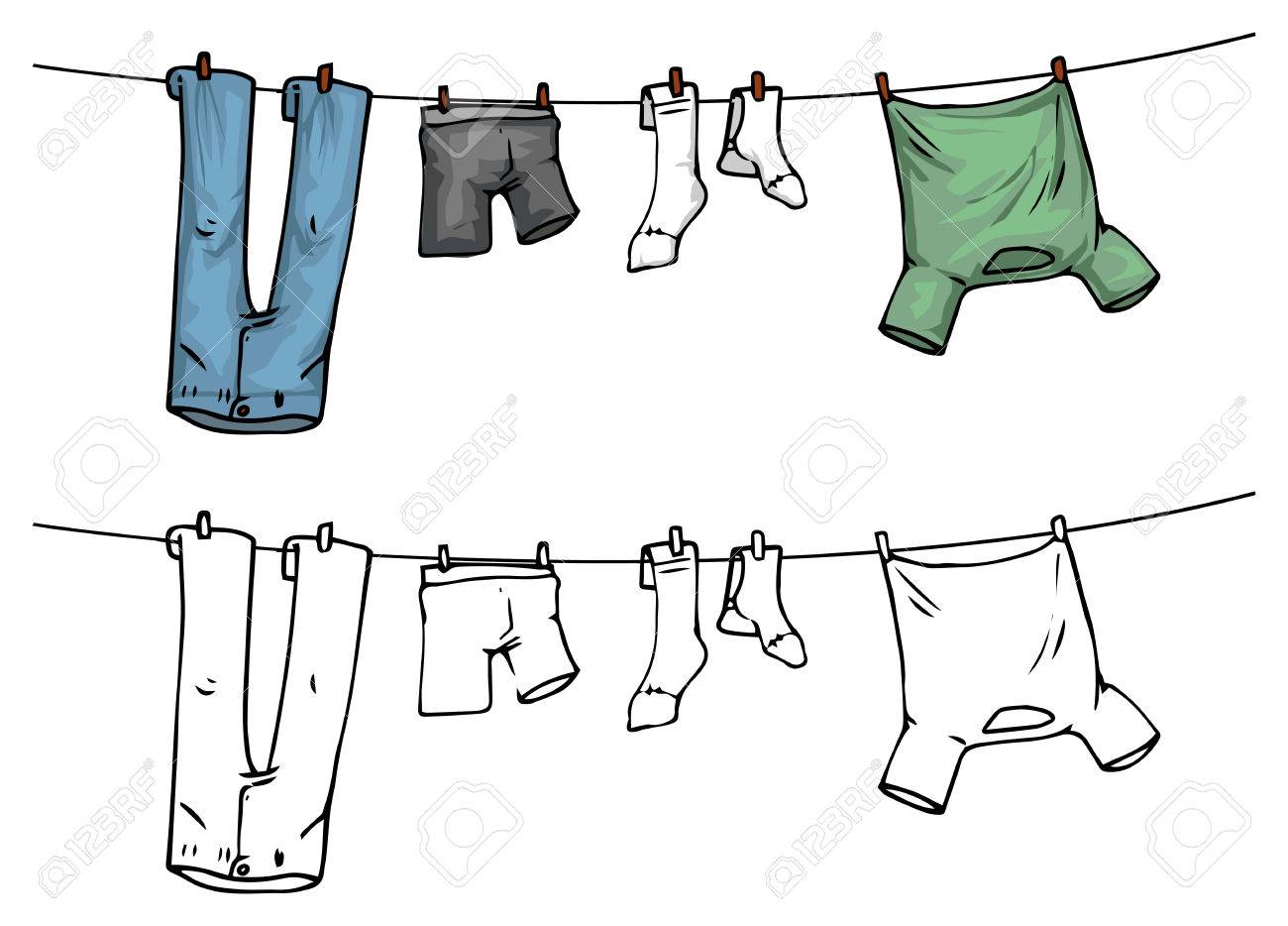 Clothes Line Washing Line Drawing Clothes