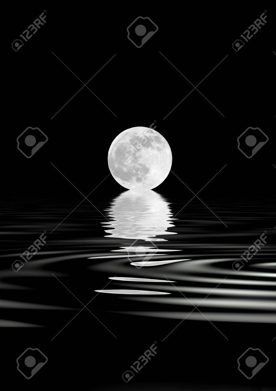 Equinox In Black And White >> Abstract Of A Full Moon On The Spring Equinox With Reflection Equinox In Black And White >> Abstract Of A Full Moon On The Spring Equinox With Reflection