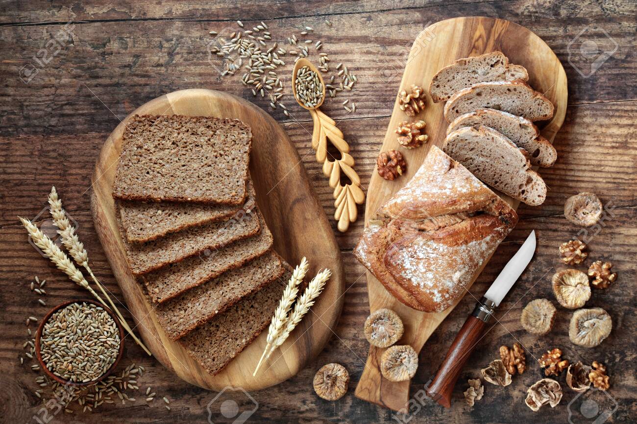 Healthy Wholegrain Sliced Loaf With Walnut And Fig Rye Bread Stock Photo Picture And Royalty Free Image Image 134269192