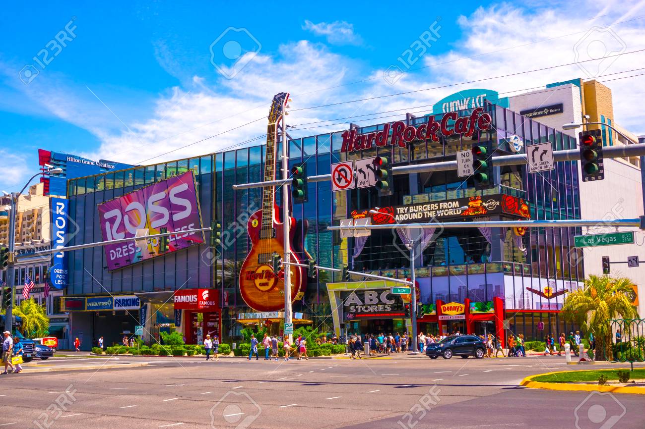 Las Vegas, United States Of America - May 05, 2016: The Hard Rock Cafe On  The Strip. Stock Photo, Picture and Royalty Free Image. Image 89239964., image size:1300x866