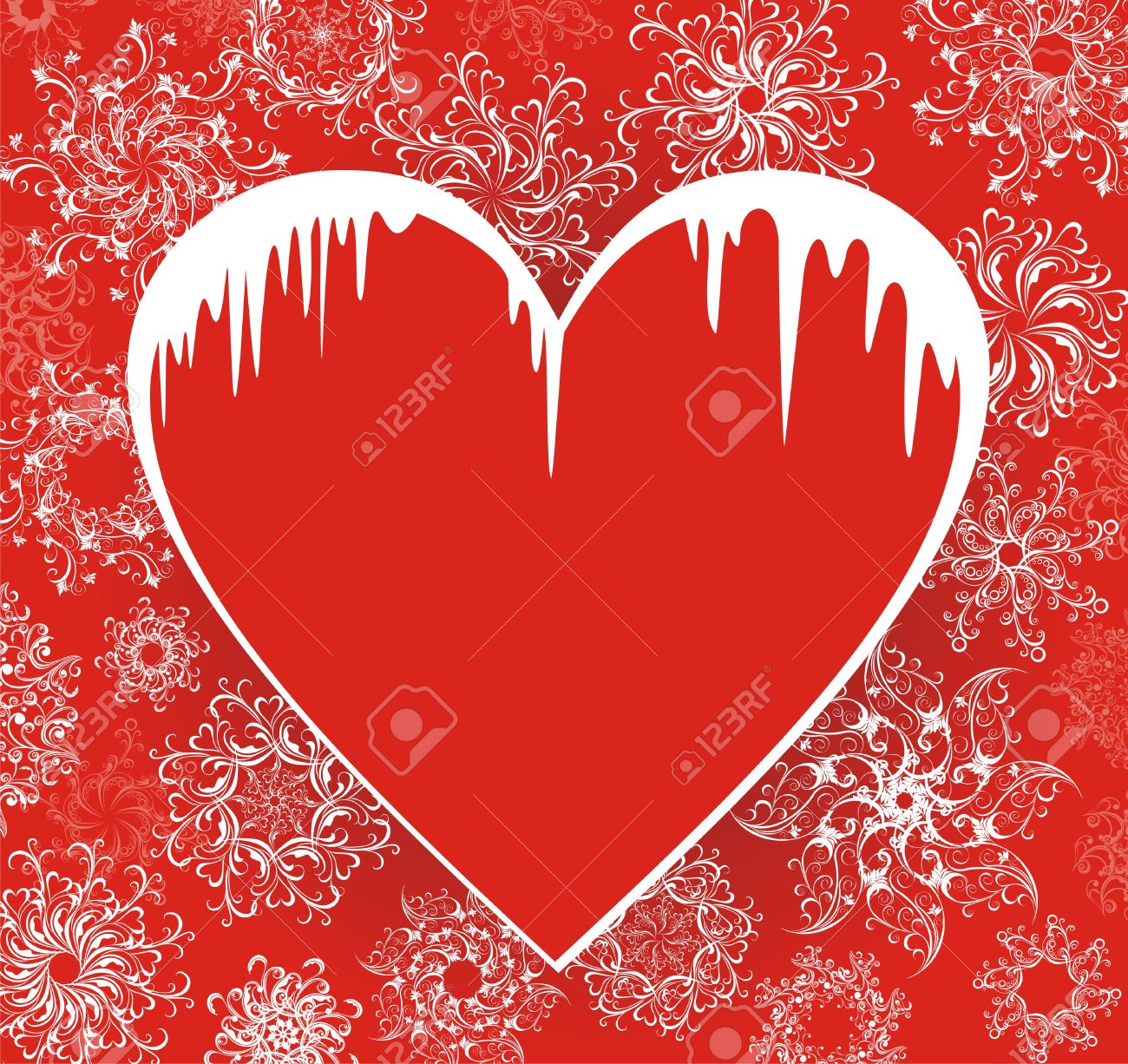christmas love winter banners heart with icicles against from