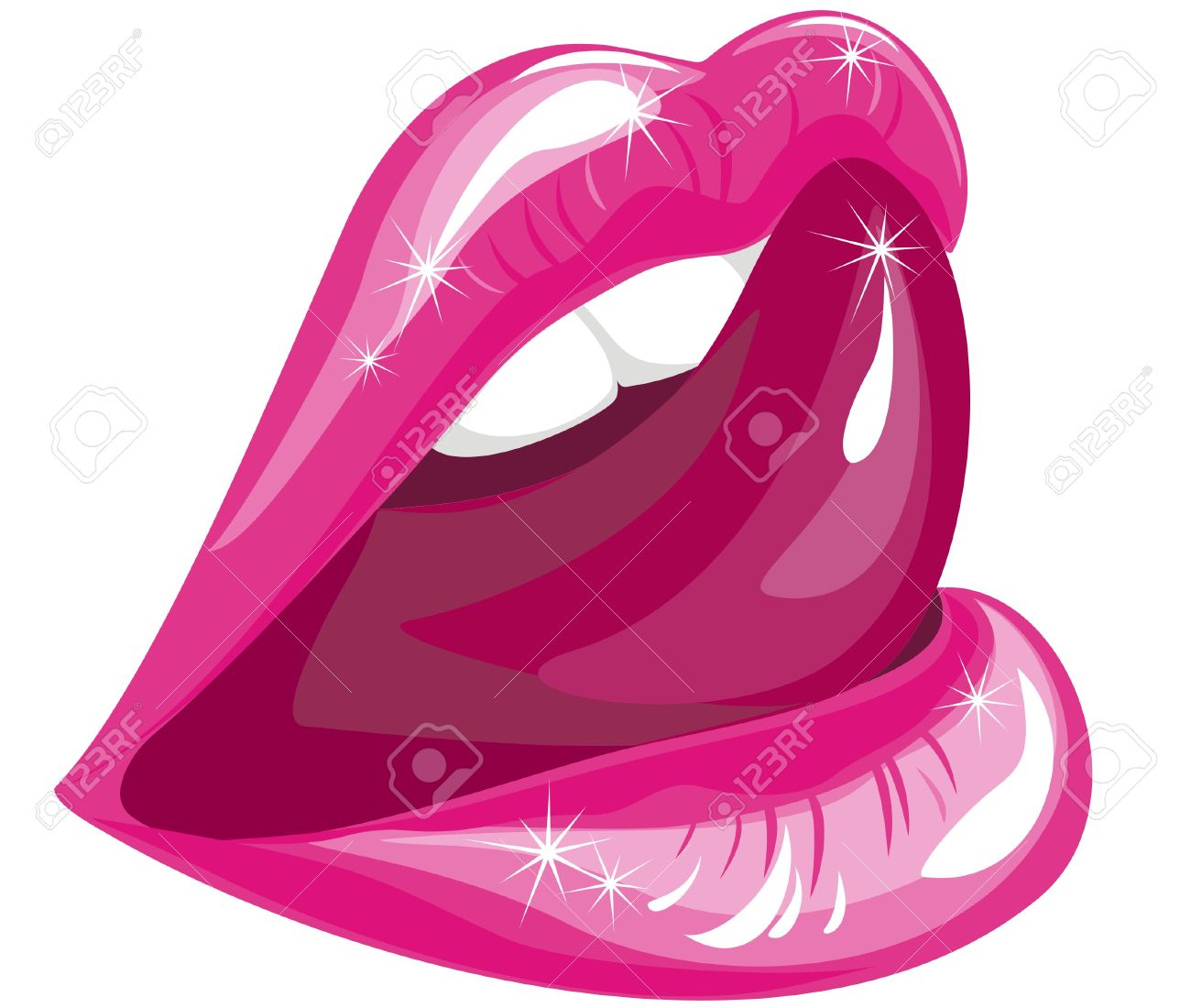 Vector Woman Licking Sexy Red Lips Vector Woman Licking Sexy Red Lips