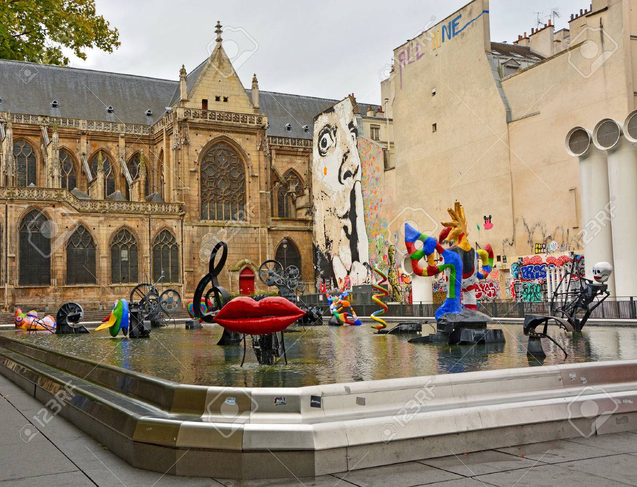 PARIS - August 18: Stravinsky Fountain (1983) With 16 Works Of.. Stock  Photo, Picture And Royalty Free Image. Image 31422639.