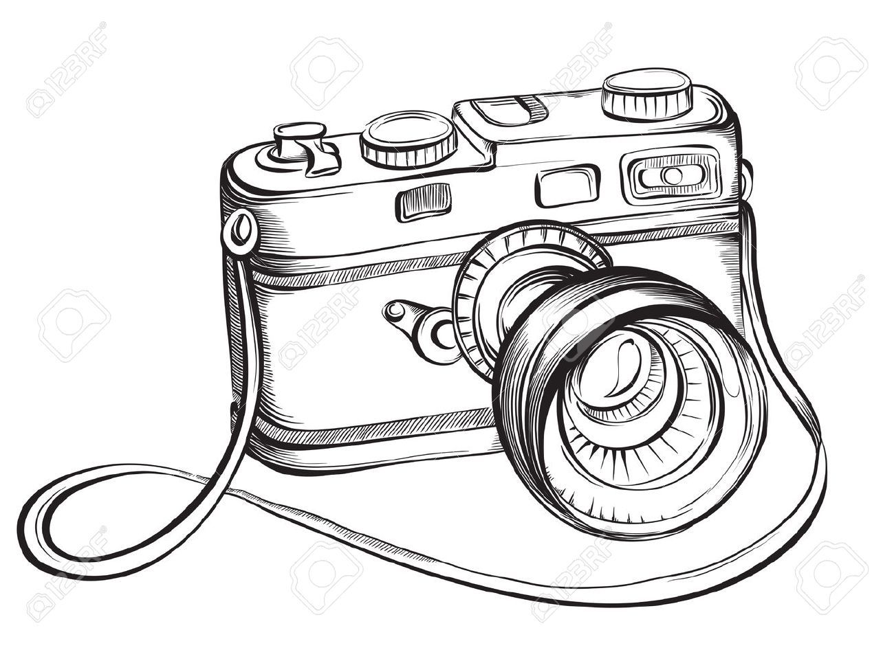 スケッチ ビンテージ レトロ写真カメラ ベクトル手描き下ろしイラスト のイラスト素材 ベクタ Image