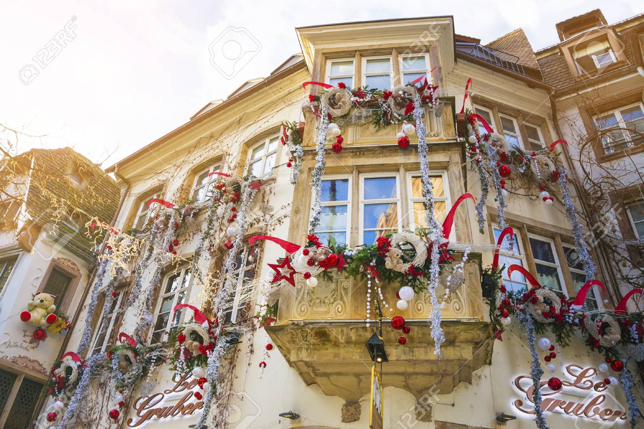 Strasbourg, Alsace, France - December 12, 2016: Facades and windows of houses decorated for Christmas in the medieval city of Strasbourg - the capital of Christmas - 87636163 Strasbourg, Alsace, France - December 12, 2016: Facades and windows of houses decorated for Christmas in the medieval city of Strasbourg - the capital of Christmas - 87636163