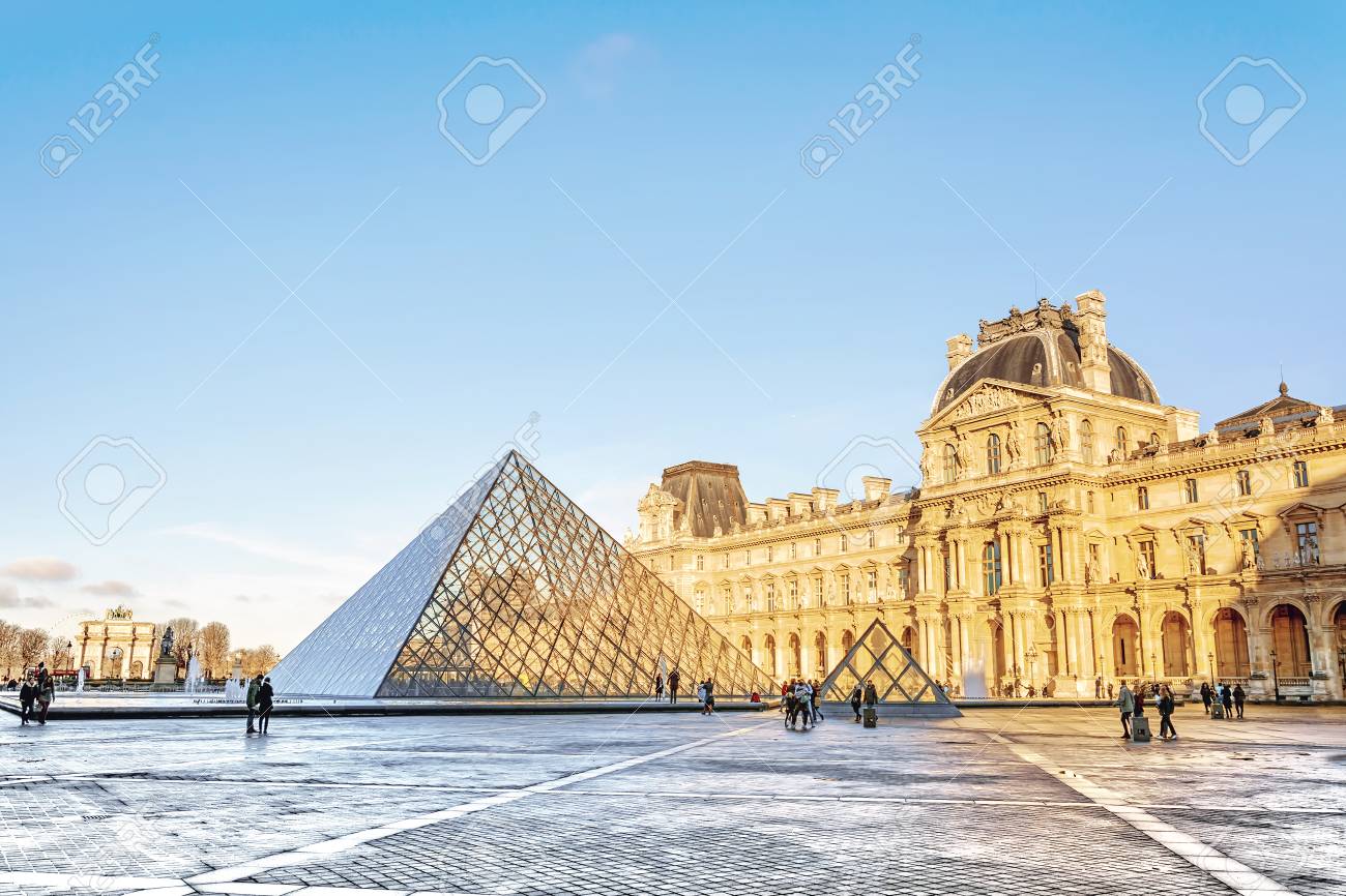 paris france december 10 2016 view of famous louvre museum