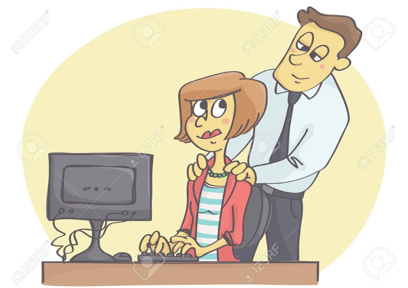 仕事イラストでいちゃつく男女のベクトル漫画イラスト のイラスト素材 ベクタ Image