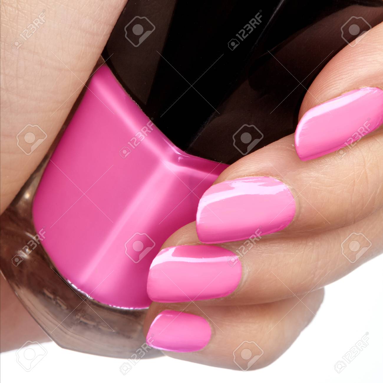 manicured nails with bright nail polish manicure with pink