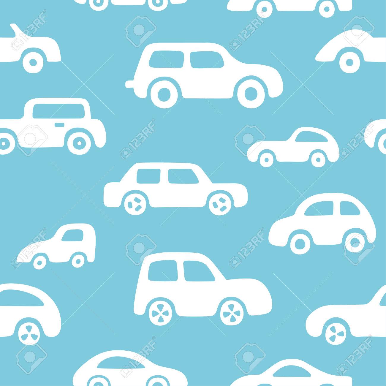 落書き車背景 ベクターのシームレスな赤ちゃん男の子パターン 壁紙 塗り Web ページの背景テクスチャです のイラスト素材 ベクタ Image