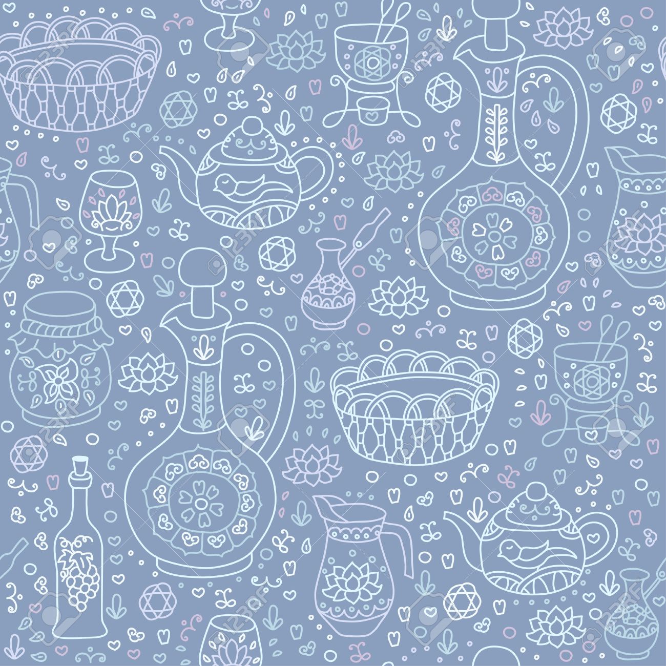 Set Of Kitchen Utensil Vector Seamless Background Seamless