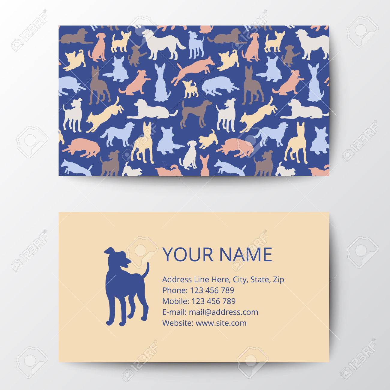 Carte De Visite Avec Des Silhouettes De Chien Modele Vector Illustration Modele Elegant Eps10 Clip Art Libres De Droits Vecteurs Et Illustration Image