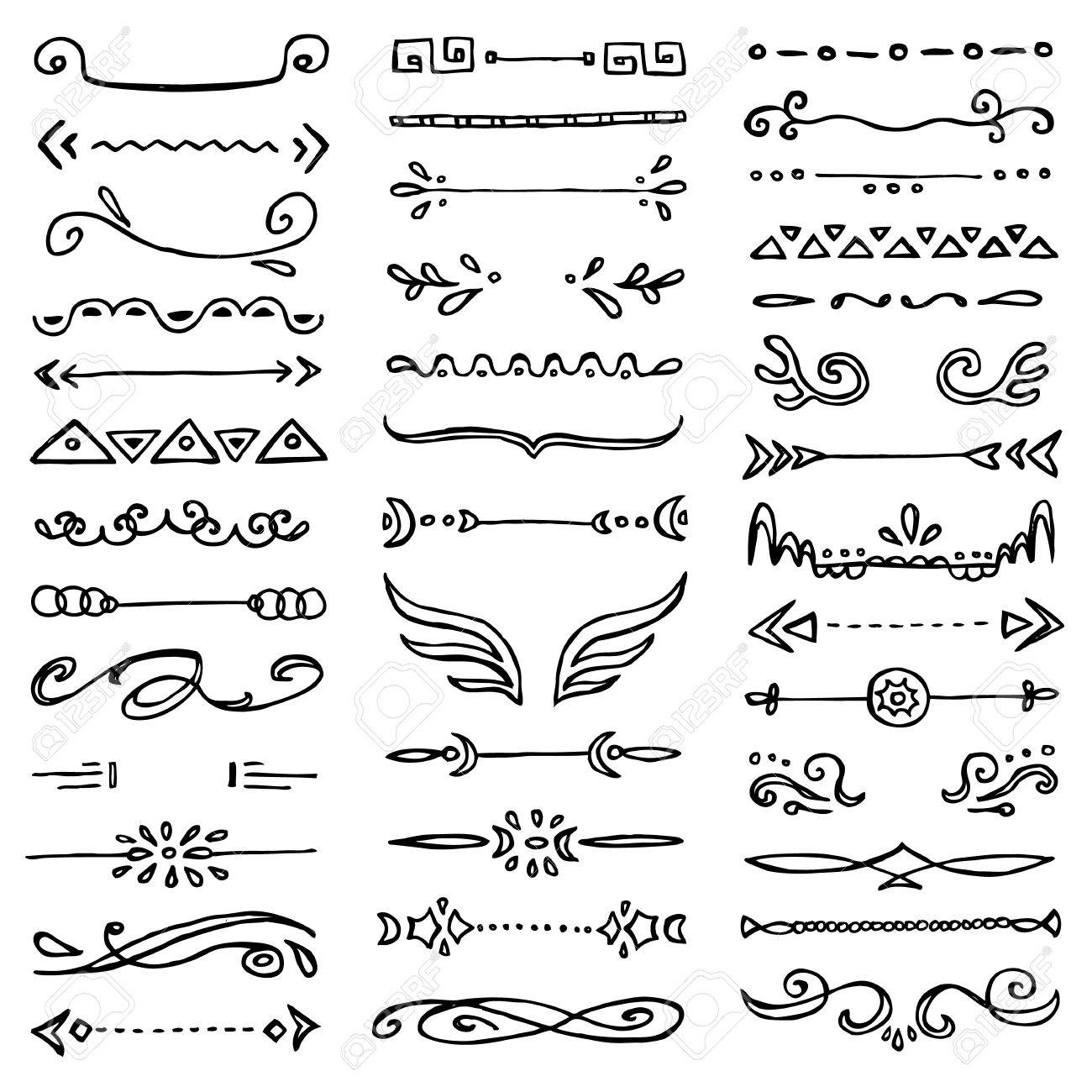 Collection Of 39 Hand Drawn Borders. Vector Design Elements For Your Cute  Design. Royalty Free SVG, Cliparts, Vectors, And Stock Illustration. Image  66449175.