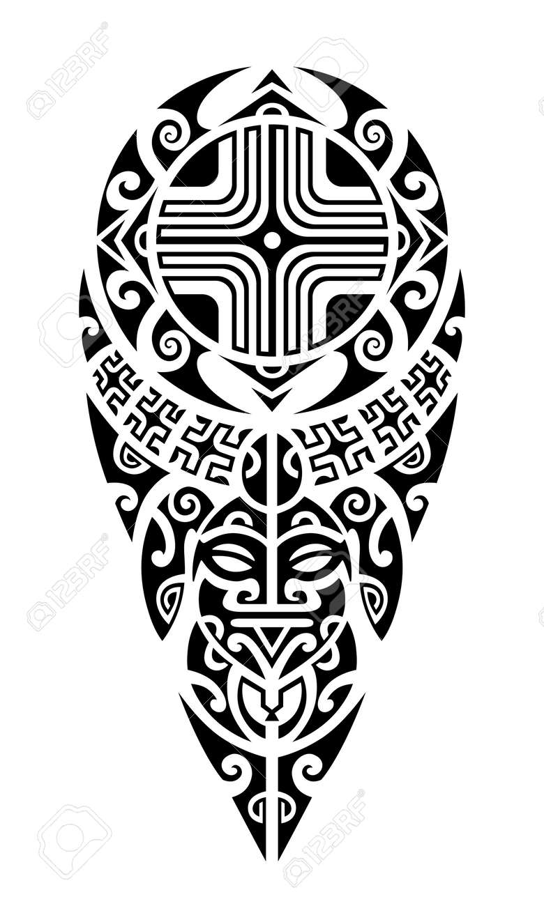 Tattoo Sketch Maori Style For Leg Or Shoulder. Клипарты, SVG, векторы, и  Набор Иллюстраций Без Оплаты Отчислений. Image 190012570