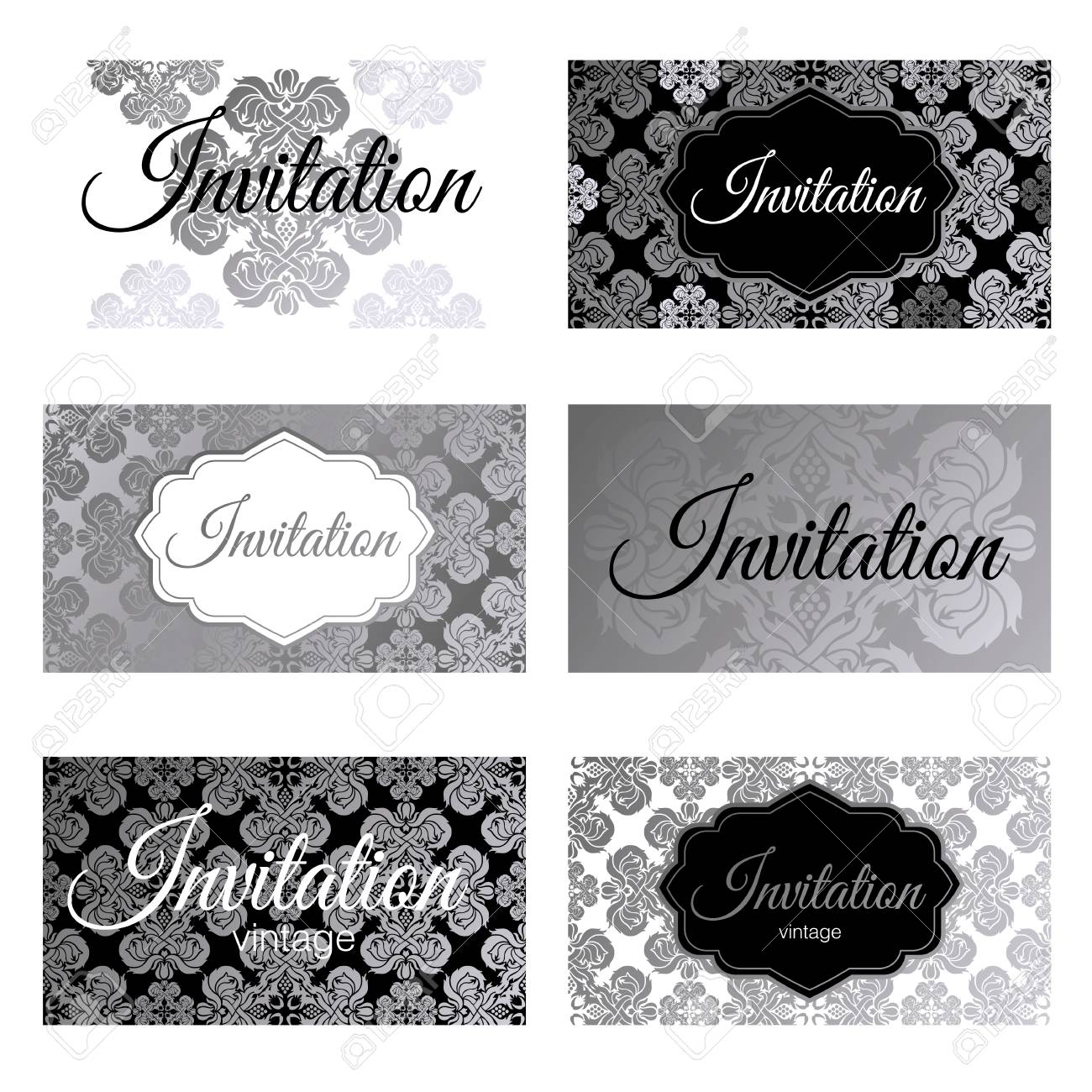 set invitations templates business cards the concept of silver black and silver invitation templates