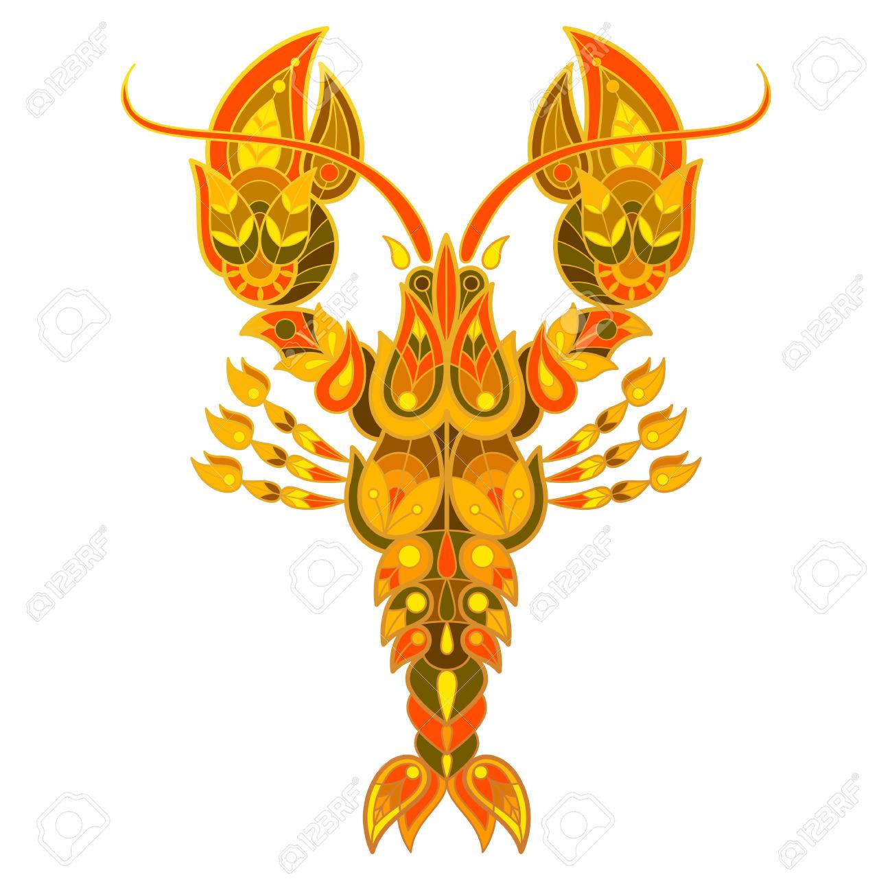 エキゾチックな海洋がん 本の表紙 ディスプレイ ポスター 衣料品の珍しいイラスト伊勢海老インター アイテムです 装飾的なザリガニ のイラスト素材 ベクタ Image