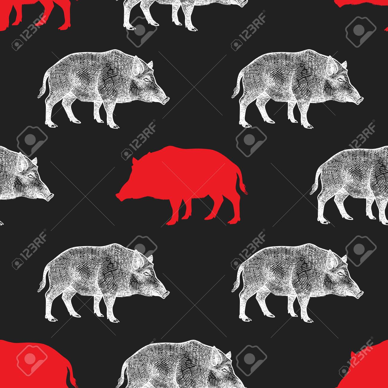 イノシシ描画動物やシルエットを使ってシームレスなパターン 野生動物の手のグラフィック ベクトル イラスト 赤 黒 白 古い彫刻 ヴィンテージ 布 紙 テキスタイル ファッションのための設計します のイラスト素材 ベクタ Image イノシシ描画動物やシルエットを使ってシームレスなパターン 野生動物の手のグラフィック ベクトル イラスト 赤 黒 白 古い彫刻 ヴィンテージ 布 紙 テキスタイル ファッションのための設計します のイラスト素材 ベクタ Image