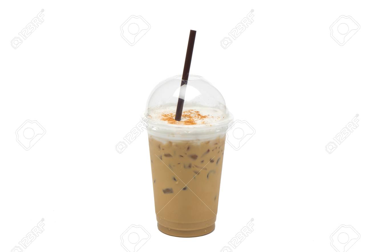 Download Iced Latte Or Iced Coffee In Takeaway Cup On White Background Stock Photo Picture And Royalty Free Image Image 95366217