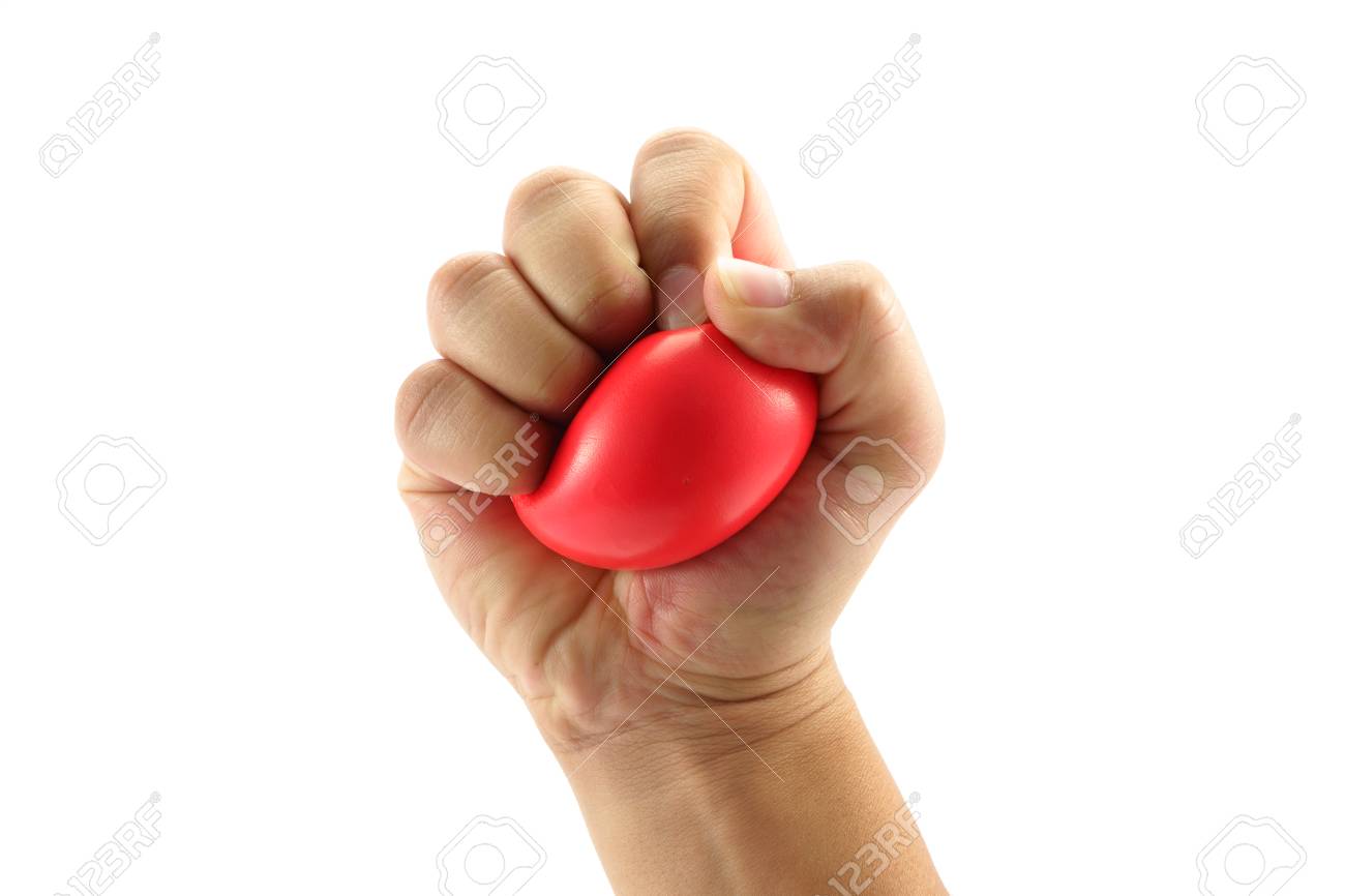 hand squeezing stress ball