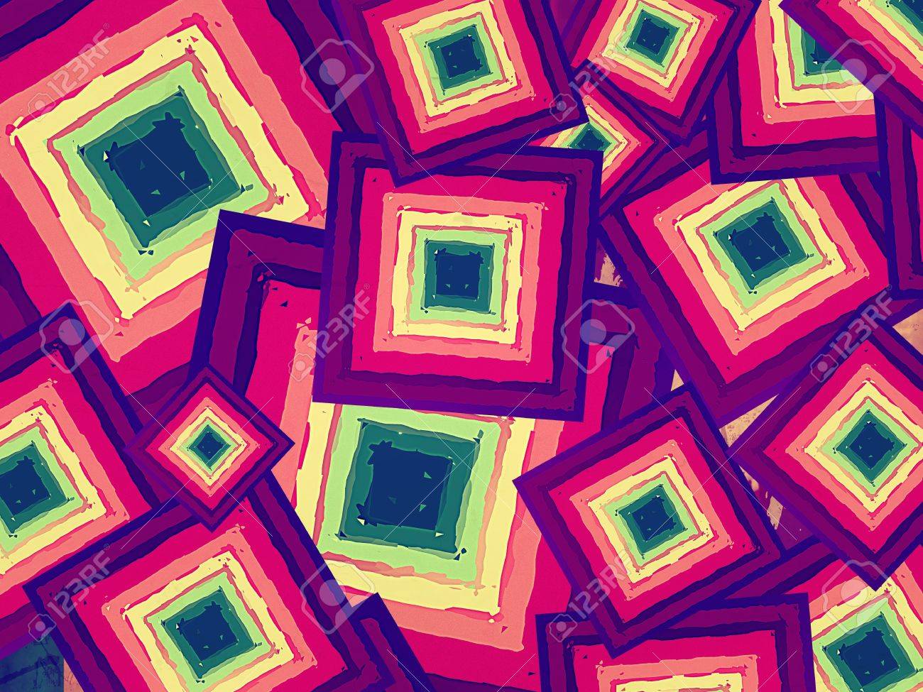 Vintage Background Drawn Different Color Squares Wallpaper Stock