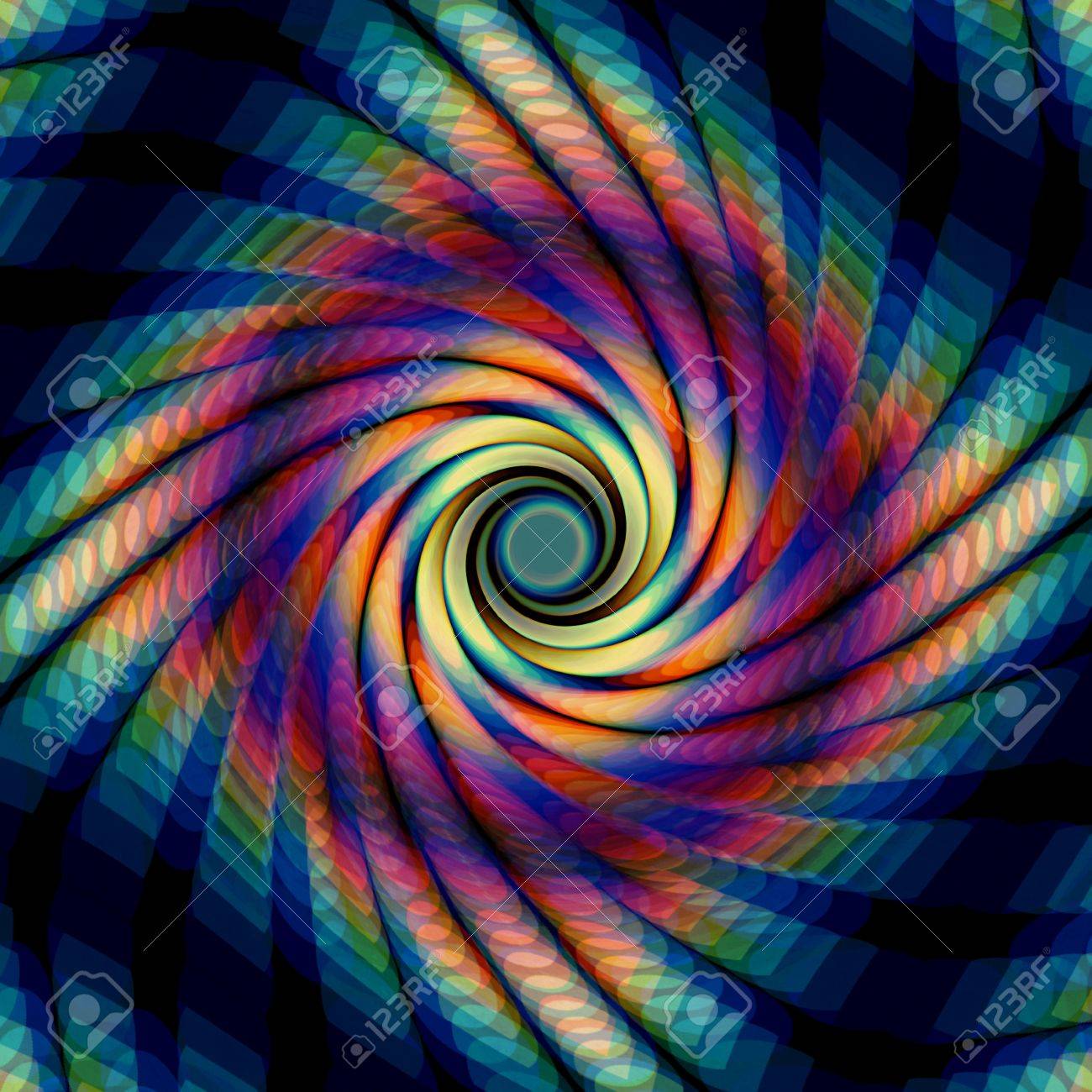 Abstract Square With Color Spiral Over Black Background Stock Photo Picture And Royalty Free Image Image