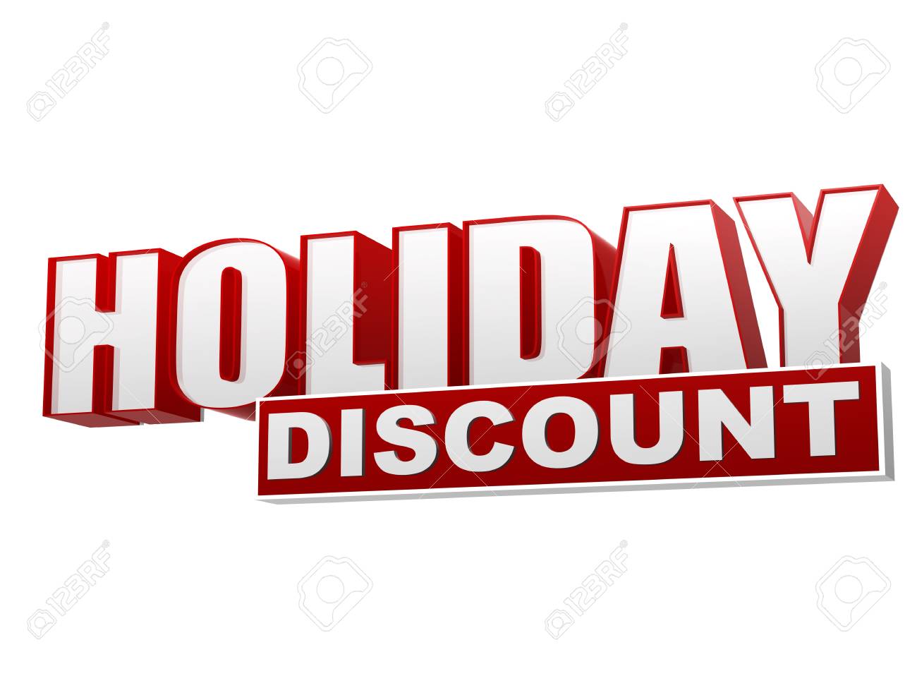 text holiday discount 3d red white banner letters and block banner letters