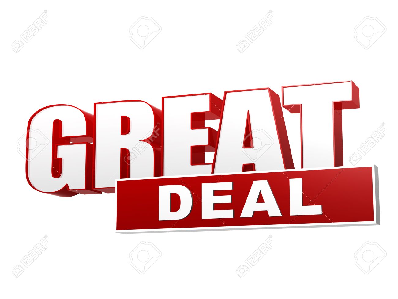text great deal 3d red white banner letters and block business banner letters
