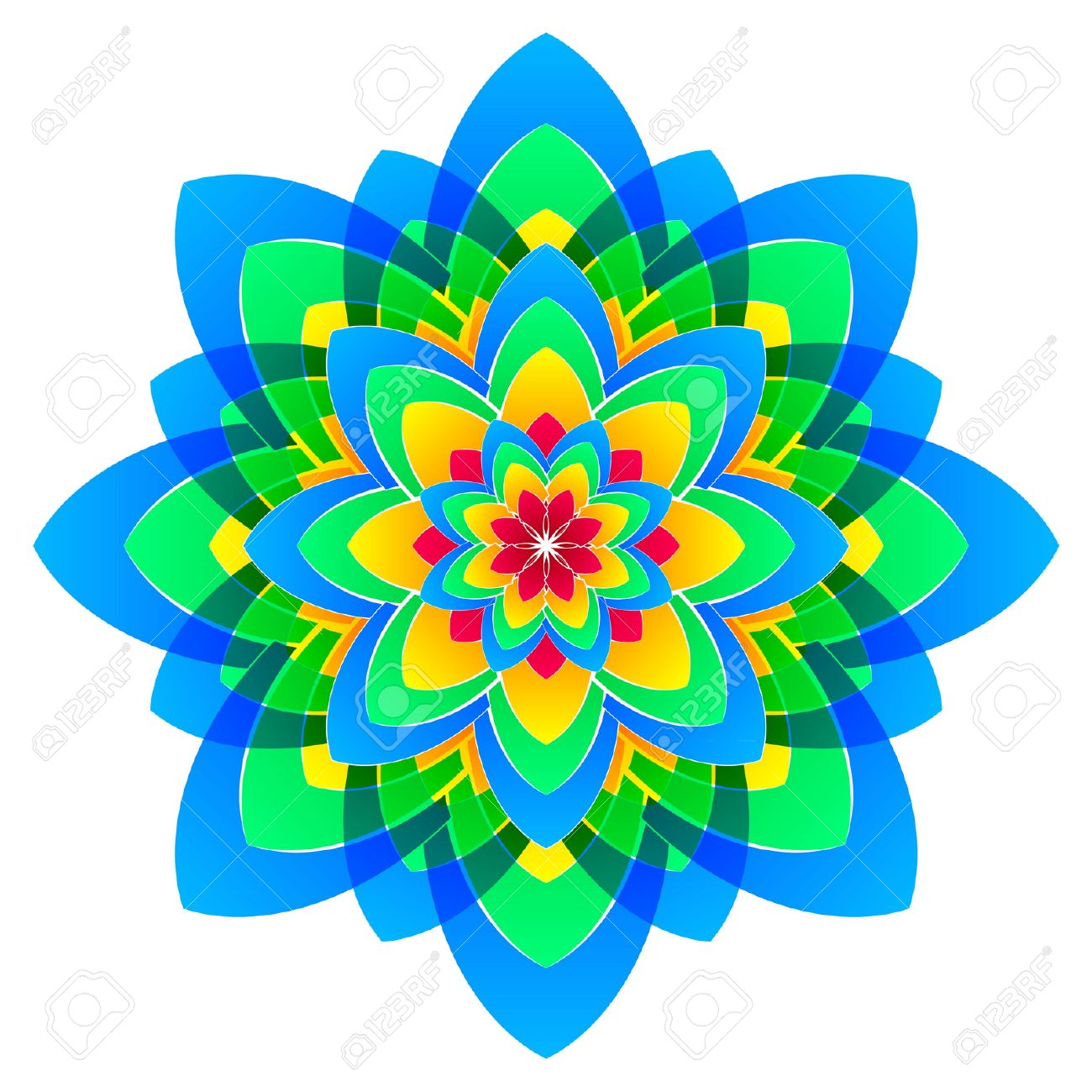 マンダラの形のような円の虹色鮮やかな花を抽象化 ベクトル のイラスト素材 ベクタ Image