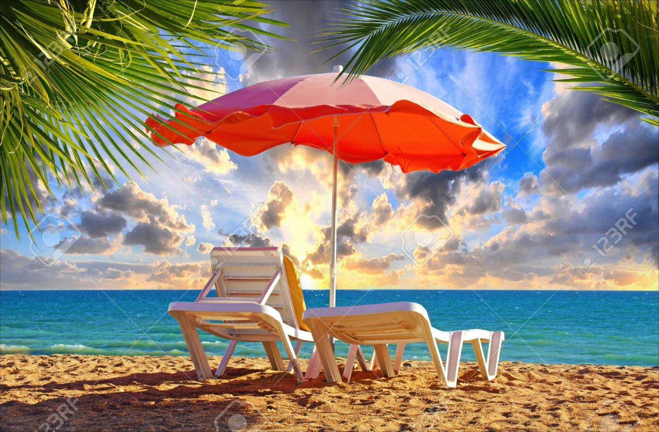 Liegestuhl Mit Sonnenschirm Strand sdatec.com