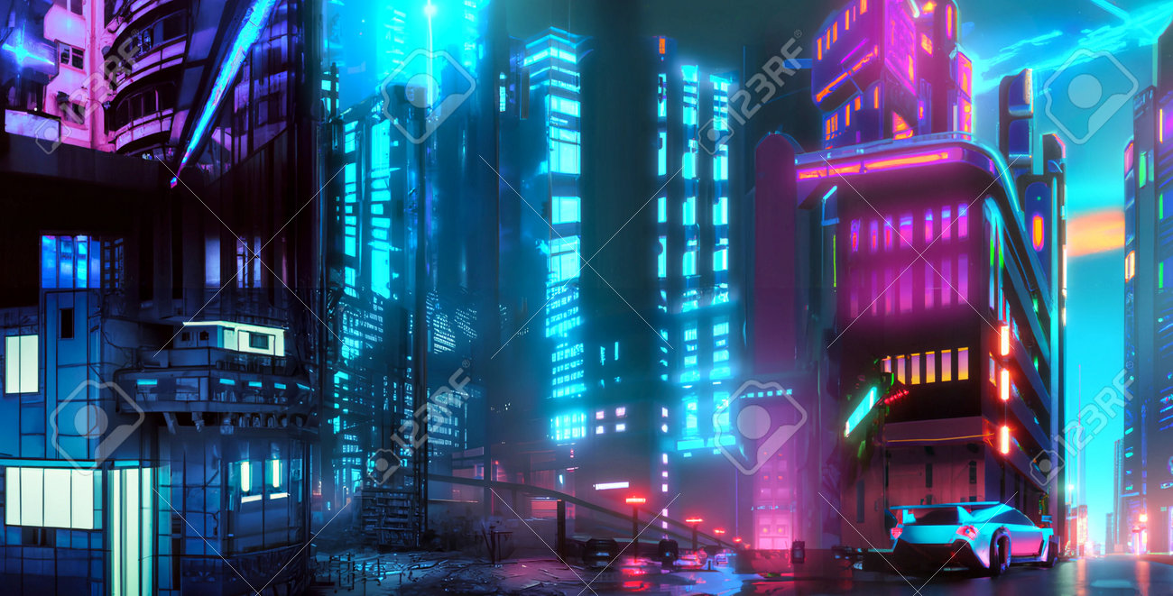 未来的な都市のグラフィックアート グラフィックデザイン】すごいワクワク感！！近未来都市を描いた