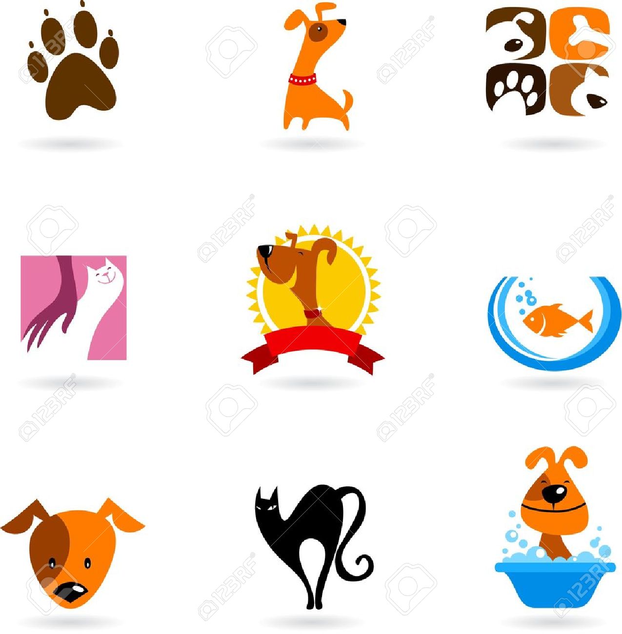 Chats Chiens Et Autres Animaux Icônes Et Logos