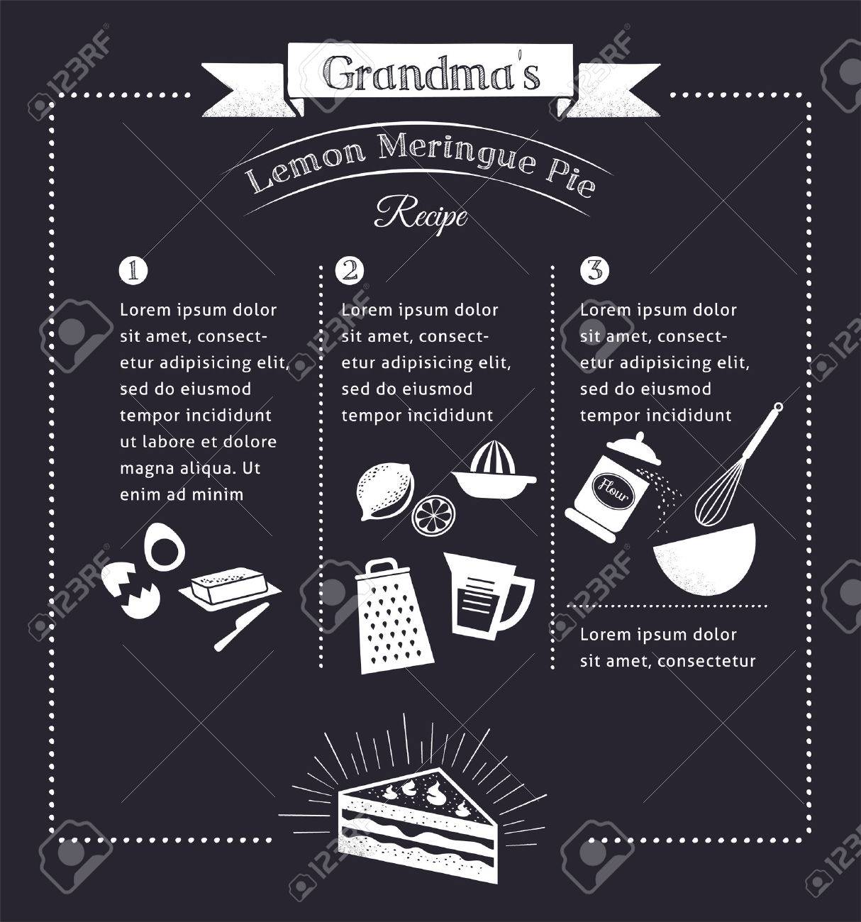 黒板の食事レシピ テンプレート ベクトル デザイン フード アイコンと要素 のイラスト素材 ベクタ Image