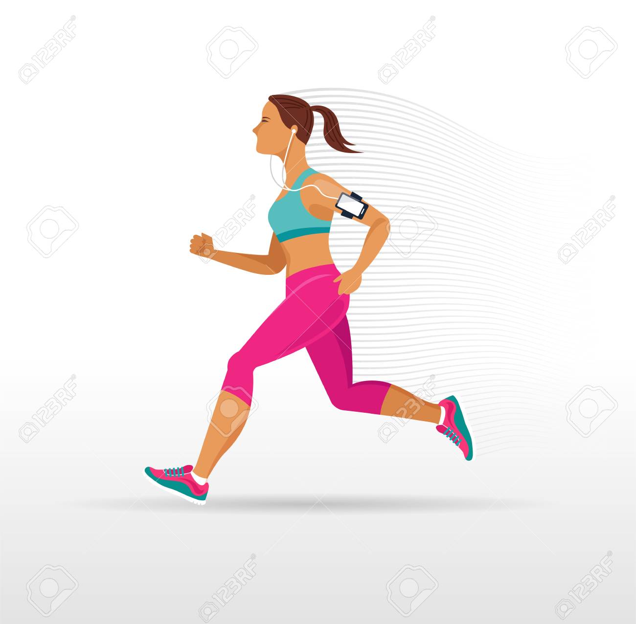 Woman Running A Marathon - Poster And Infographic Royalty Free SVG