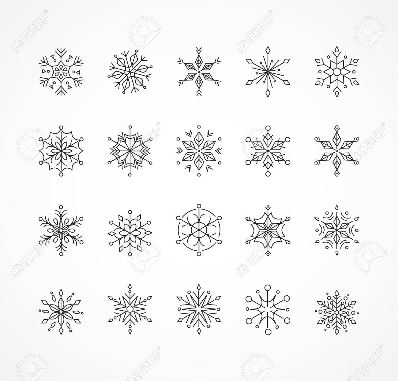 snowlakes geometric line art