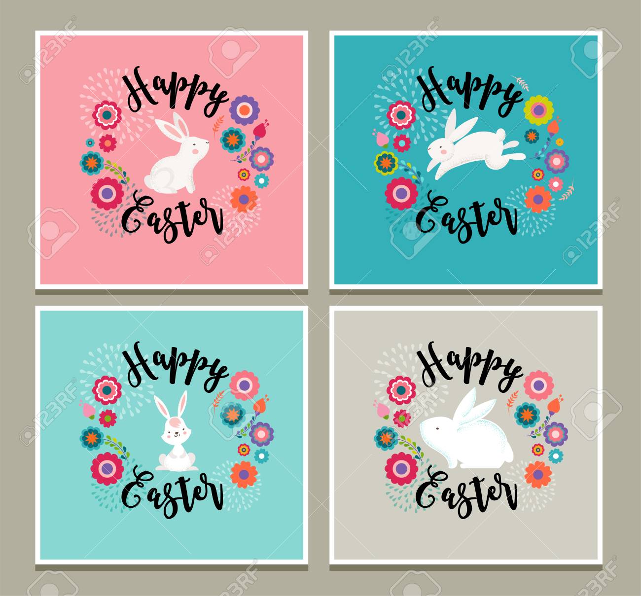 イースター デザインかわいい Banny および文字 手書きベクトル イラスト グリーティング カード のイラスト素材 ベクタ Image