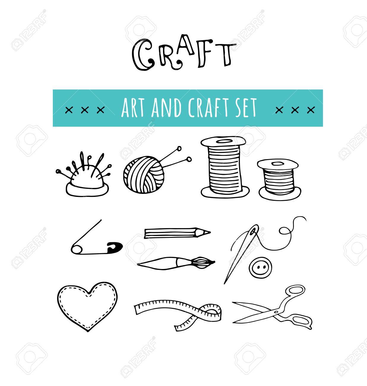 手作り工芸品ワーク ショップ アイコン 手描きの背景イラストのイラスト素材 ベクタ Image