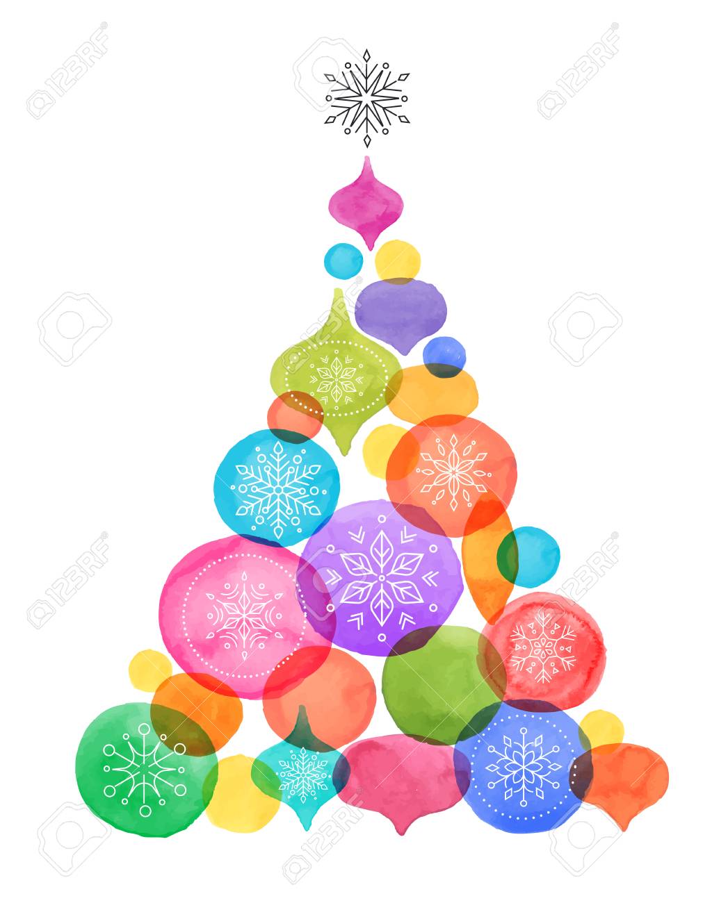 Backgound De Noël Avec Des Boules De Noël Aquarelle Couleurs Vives Décoration De Noël Affiche Vente Joyeux Noël