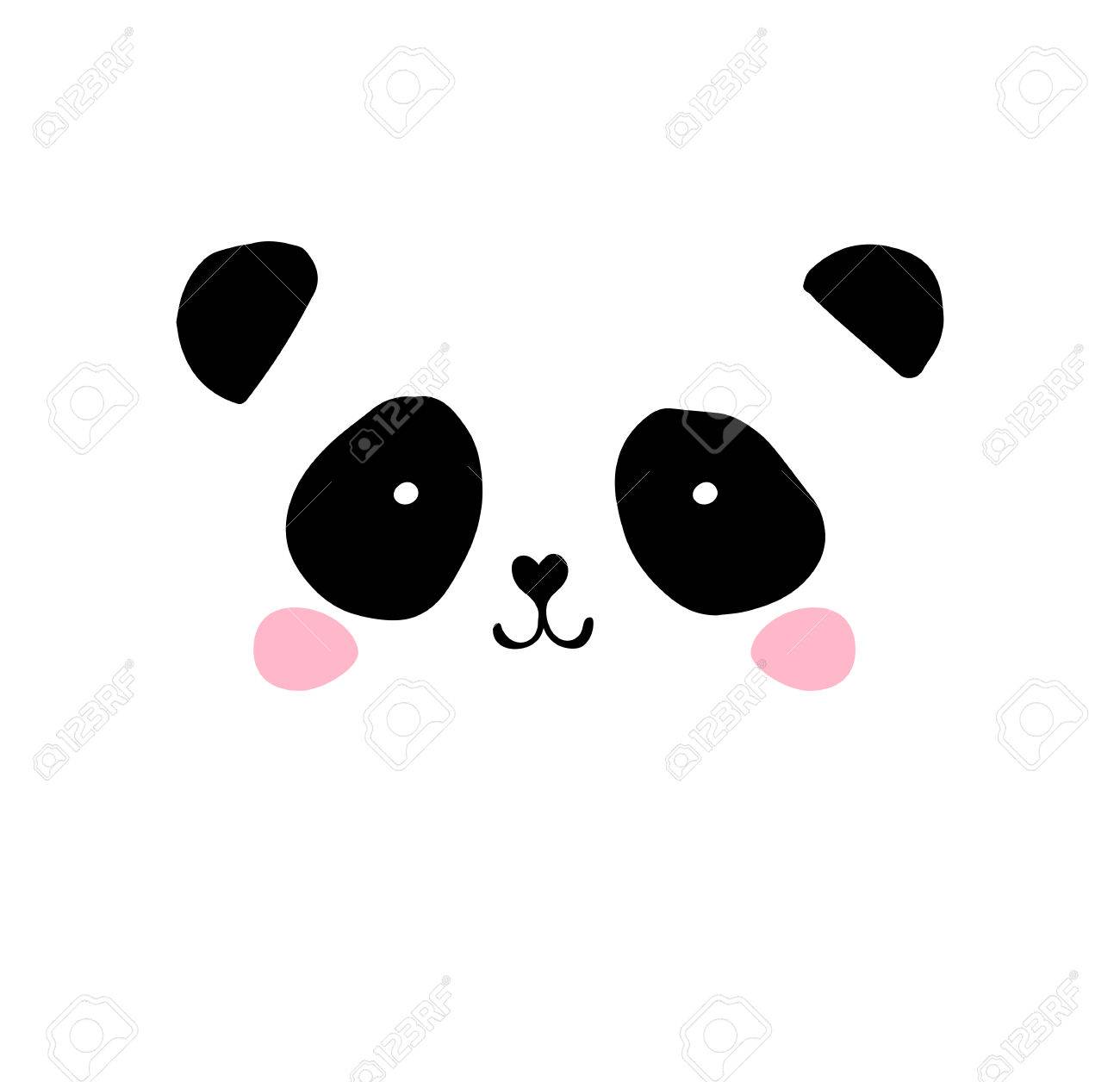 かわいいパンダのイラスト ベクトル要素 黒と白の手描きアイコン の写真素材 画像素材 Image