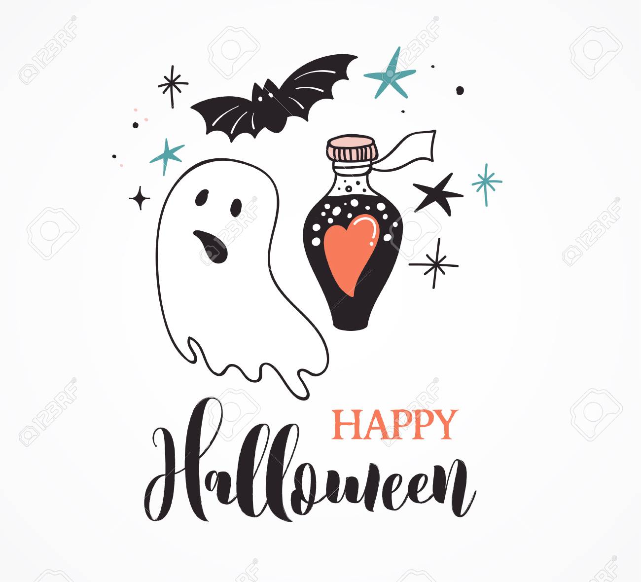 ハロウィーン パーティー 手描きモダンなカード イラスト コレクション のイラスト素材 ベクタ Image ハロウィーン パーティー 手描きモダンなカード イラスト コレクション のイラスト素材 ベクタ Image