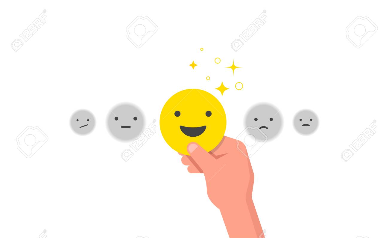 Happy Customer, Satisfaction Clients, Concept Design With Yellow Happy Face  Emoji Royalty Free SVG, Cliparts, Vectors, and Stock Illustration. Image  102464478., image size:1300x794