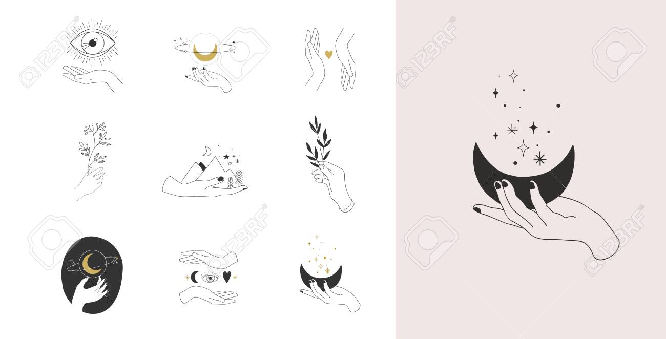 Collection of fine, hand drawn style and icons of hands. Fashion, skin care and wedding concept illustrations. - 131222909 Collection of fine, hand drawn style and icons of hands. Fashion, skin care and wedding concept illustrations. - 131222909