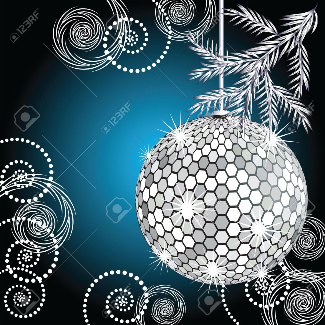disco ball with silver fur tree royalty free cliparts vectors and
