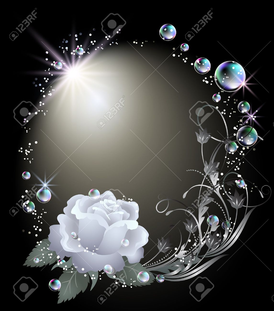 glowing background with rose stars and bubbles royalty free