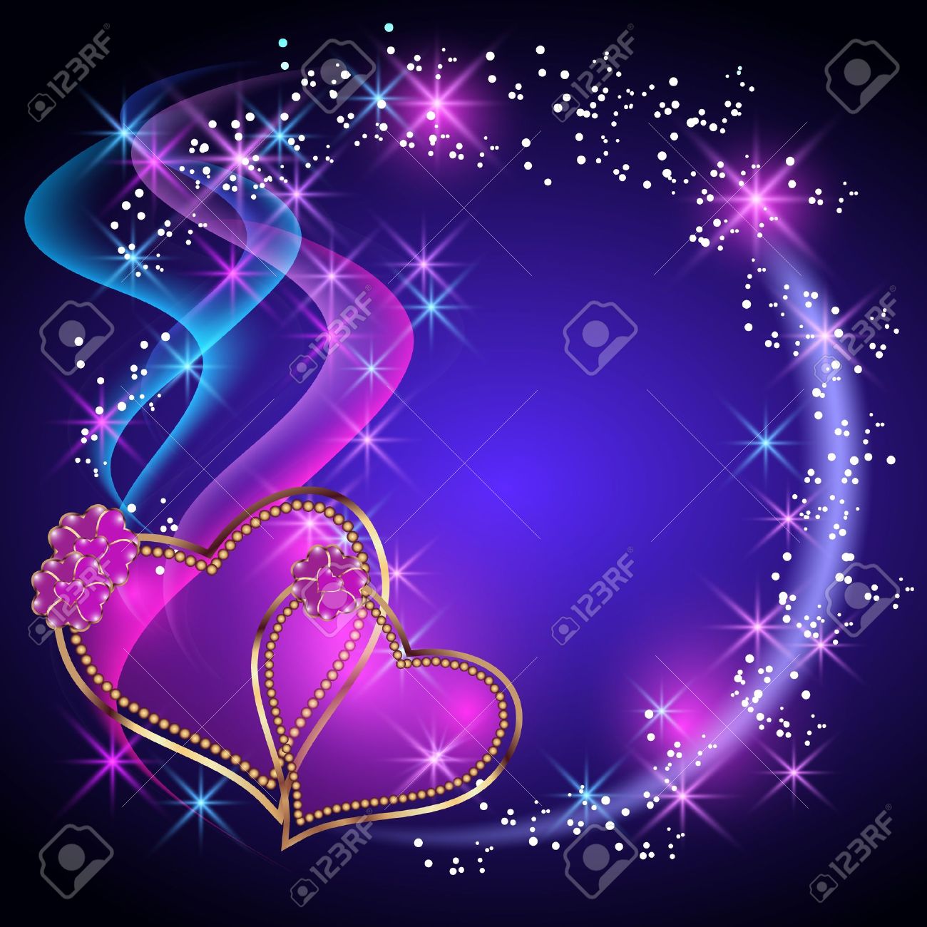 Decorative Shiny Hearts And Stars Royalty Free Cliparts Vectors