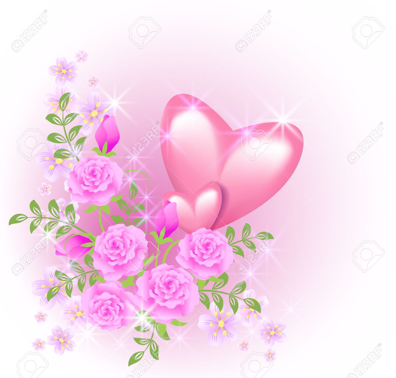 Roses pink and hearts photo Roses pink and hearts video
