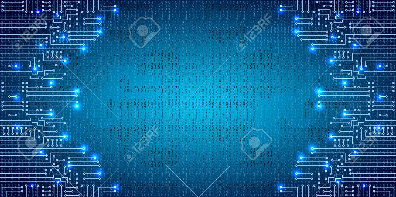Drawing modern electronic circuit and binary code on blue grungy background - 58015055 Drawing modern electronic circuit and binary code on blue grungy background - 58015055