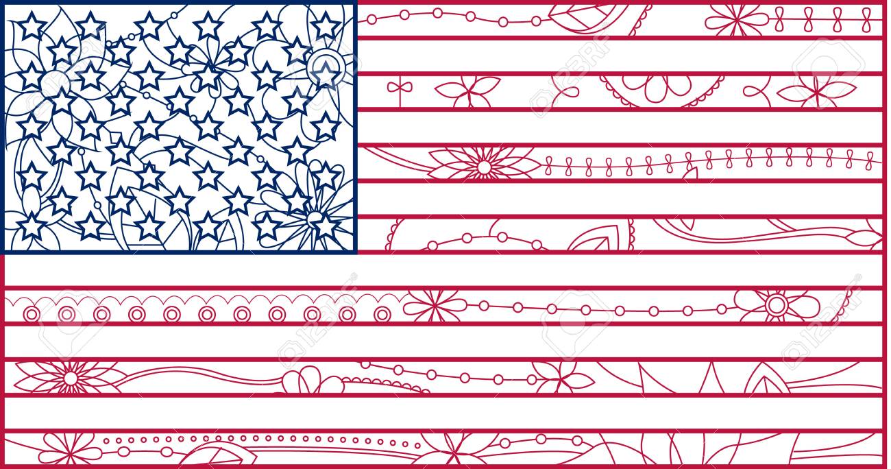 usa flag outline stock vector 30644616